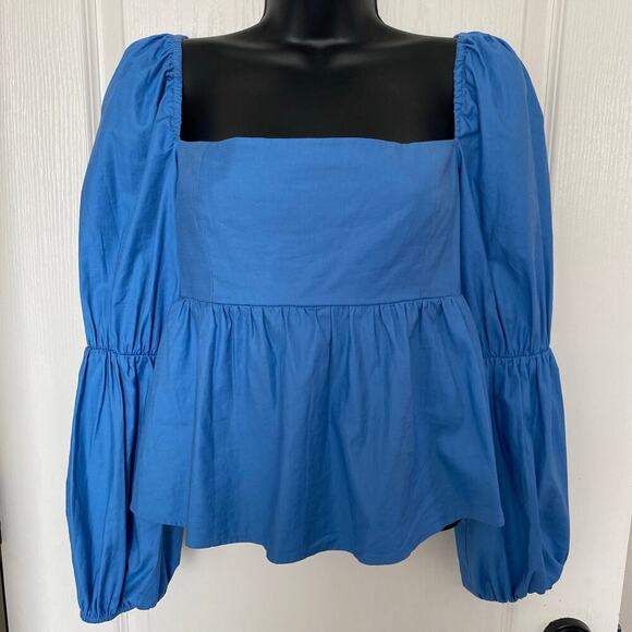 Reformation Tops - Reformation Jaxley Top Size 4 Blue Puff Sleeve Babydoll Feminine Coquette